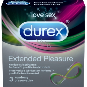 Durex Extended Pleasure kondóm pre dlhšie trvajúce rozkoš nominálna šírka: 56 mm 3 kusy