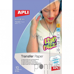 Apli Transfer Paper nažehľovací papier pre atramentové tlačiarne, na biele tričká 1 balenie po 10 listoch