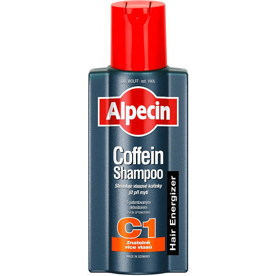 Alpecin Energizer Coffein C1, Šampón s kofeínom stimuluje rast vlasov, spomaľuje dedičné vypadávanie vlasov 375 ml
