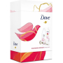 Dove Nourishing Secrets Brightening Ritual Sprchový gél s lotosovým kvetom a ryžovou vodou 250 ml + telové mlieko 250 ml + masážny valček na tvár, kozmetická sada pre ženy