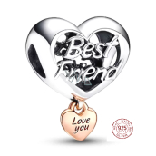 Striebro 925 Srdce a nápis I love you best friend - Milujem ťa, najlepší priateľ, náramok priateľstva
