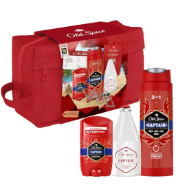 Old Spice Captain 3v1 sprchový gél na tvár, telo a vlasy 250 ml + dezodorant 50 ml + voda po holení 100 ml + kozmetická taška, kozmetická sada pre mužov