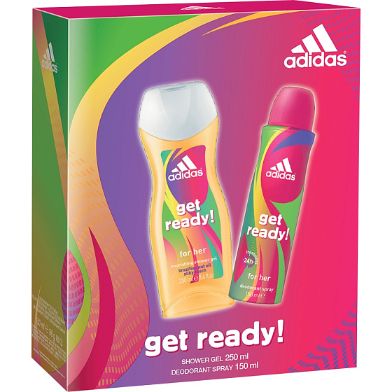 Adidas Get Ready! for Her dezodorant sprej 150 ml + sprchový gél 250 ml, kozmetická sada