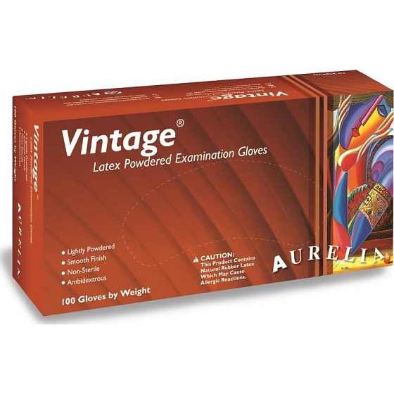 Aurelia Vitage Rukavice Latexové jednorazové s púdrom veľkosť L box 100 kusov