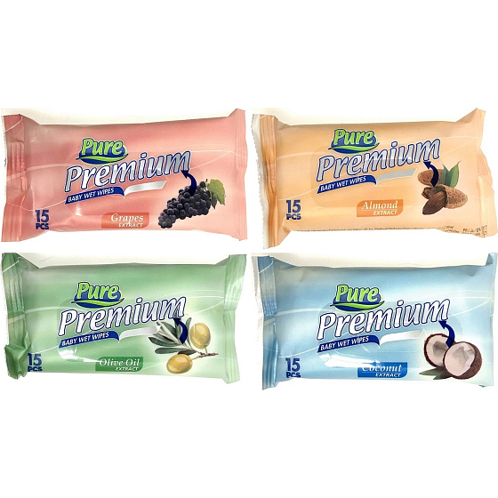 Pure Premium vlhčené obrúsky pre deti 15 kusov