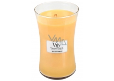 Woodwick Seaside Mimosa - Mimóza na pobreží vonná sviečka s dreveným knôtom a viečkom sklo veľká 609,5 g