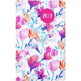 Albi Diár 2019 vreckový týždenný Akvarelové kvety 15,5 x 9,5 x 1,2 cm
