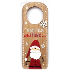 Nekupto Vianočné drevená dekorácia visačka Nerušiť! Príde Ježiško ... 22,5 x 8,7 cm