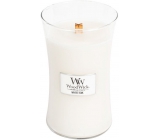 Woodwick White Teak - Biely teak vonná sviečka s dreveným knôtom a viečkom sklo veľká 609,5 g