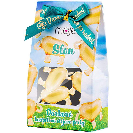 Moje Kúpeľové olejové perly Slon žltý 3 kusy, darčekové balenie