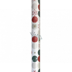 Präsenta Darčekový baliaci papier 70 cm x 5 m Vianočné biely so zeleno-červenými bodkami