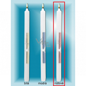Lima Kostolné krstné sviečka ružová strieborne zdobená č. 1031 25 x 360 mm 1 kus