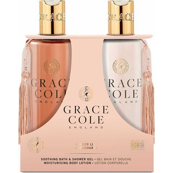 Grace Cole Ginger Lily & Mandarin - sprchový gél Ginger Lily and Mandarin 300 ml + hydratačné telové mlieko 300 ml, kozmetická sada pre ženy