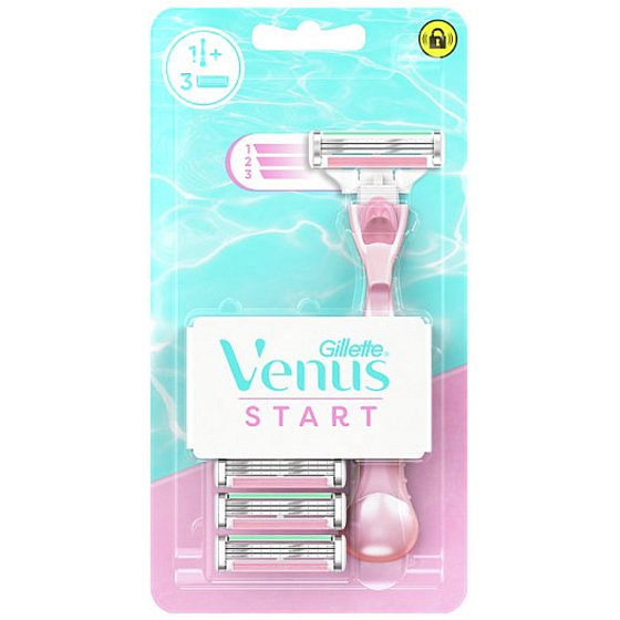 Holiaci strojček Gillette Venus Start + 3 náhradné hlavice, pre ženy