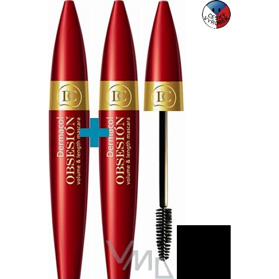 Dermacol Obsesión Volume & Length Mascar riasenka 1 + 1 kkusů 2 x 12 ml čierna
