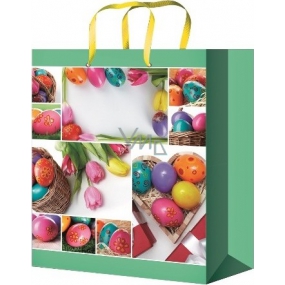 Anjel Darčeková papierová taška 23 x 18 x 10 cm Vajíčka a tulipány