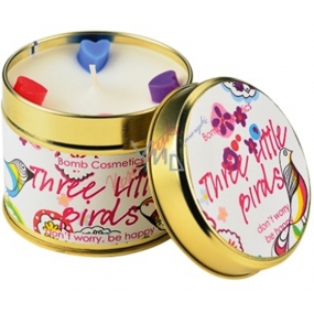 Bomb Cosmetics Tri vtáčiky - Three Little Birds Vonná prírodná, ručne vyrobená sviečka v plechovej dóze horí až 35 hodín