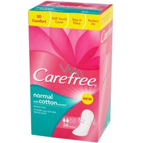 Carefree Normal with cotton extract priedušné slipové intímne vložky 34 kusov