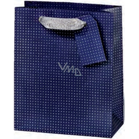 BSB Luxusná darčeková papierová taška 36 x 26 x 14 cm Tmavo modrá s bodkami LDT 374-A4