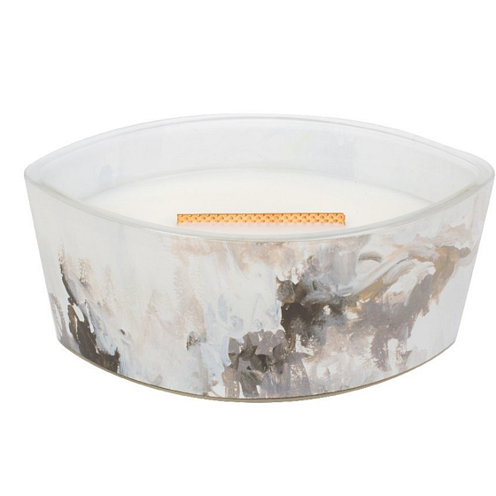 Woodwick Honey Tabac - Medový tabak Artisan vonná sviečka s dreveným širokým knôtom a viečkom sklo loď 453 g