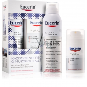 Eucerin Men gél na holenie pre citlivú pleť 150 ml + Silver Shave balzam po holení pre citlivú pleť 75 ml, kozmetická sada