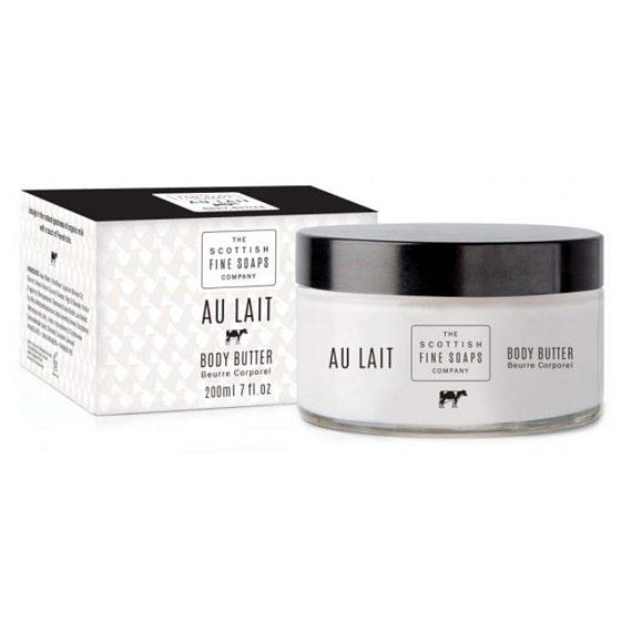 Scottish Fine Soaps Au Lait telové maslo pre všetky typy pokožky, v dóze 200 ml