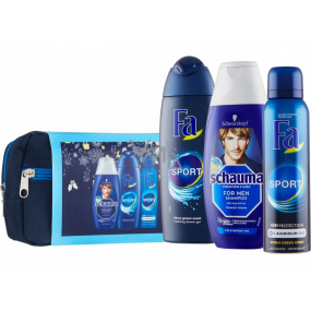 Fa Men Sport sprchový gel 250 ml + dezodorant sprej 150 ml + Schauma for Men šampón na vlasy 250 ml + kozmetická taška, kozmetická sada