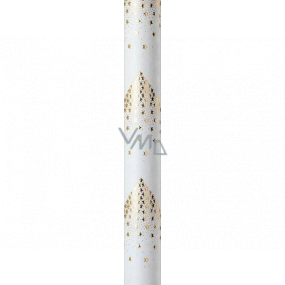 Zowie Darčekový baliaci papier 70 x 150 cm Vianočný Luxusné White Christmas s razbou biely zlaté hviezdy v tvare stromčeka
