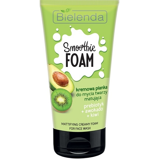 Bielenda Smoothie Foam Avokádo + Kiwi + Probiotiká normalizujúci krémová čistiaca pleťová pena 135 g