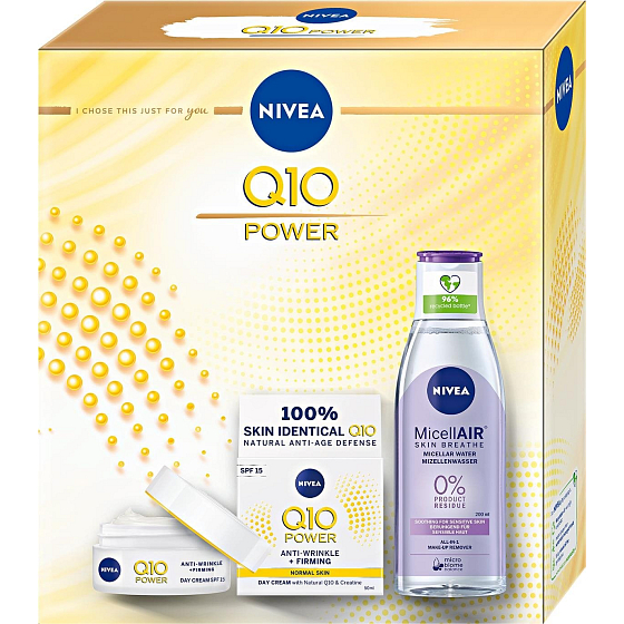 Nivea Face Q10 Power denný krém 50 ml + micelárna voda 200 ml, kozmetická sada