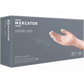 Mercator Rukavice hygienické jednorázové vinylové púdrované, veľkosť S, box 100 kusov, transparentná