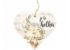 Bohemia Gifts Drevené dekoratívne srdce s potlačou Je to dievča 12 cm