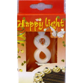 Happy light Tortová sviečka číslica 8 v krabičke