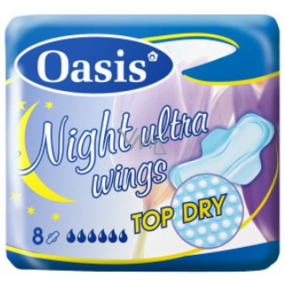 Oasis Ultra Wings Night Top Dry intímne vložky s krídelkami 8 kusov