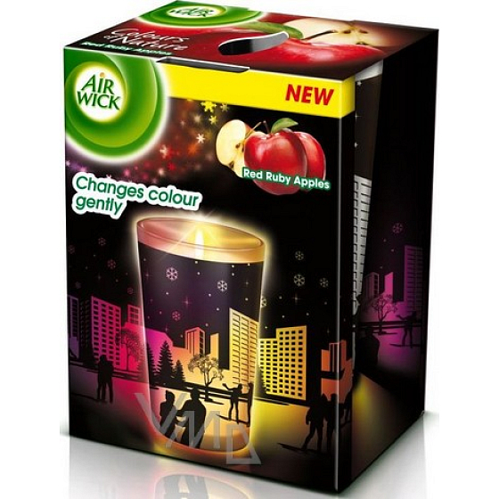 Air Wick Changes Colour Gently Rubínovo červené jablká vonná sviečka v skle 152 g