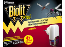 Biolit Plus Elektrický odparovač s vôňou citronely proti komárom a muchám 45 nocí stroj + náplň 31 ml