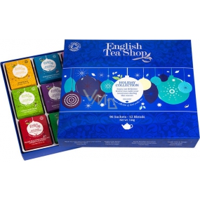 English Tea Shop Bio Modré ozdoby 96 kusov biologicky odbúrateľných pyramidek čaju 12 príchutí, darčeková kazeta