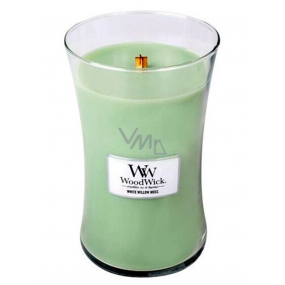 Woodwick White Willow Moss - Vrba a Mach vonná sviečka s dreveným knôtom a viečkom sklo veľká 609,5 g