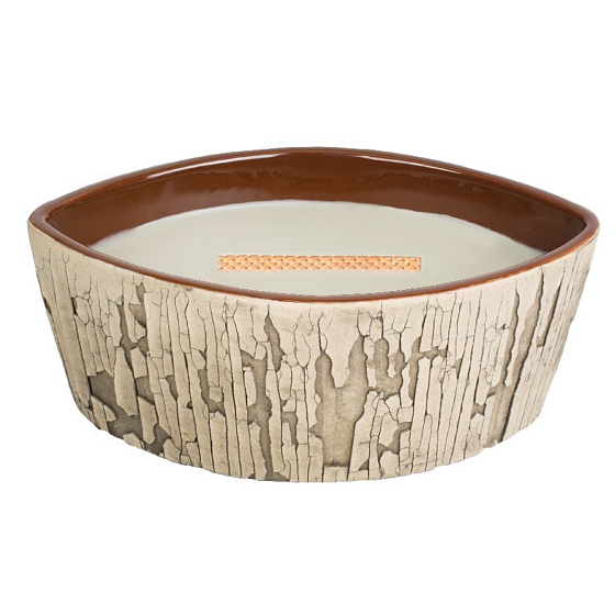 Woodwick Fireside - Oheň v krbe vonná sviečka s dreveným širokým knôtom a viečkom loď 453 g