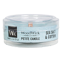 Woodwick Sea Salt & Cotton - Morská soľ a bavlna vonná sviečka s dreveným knôtom petite 31 g
