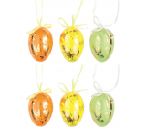 Plastové vajíčka na zavesenie oranžovo-žlto-zelené 4 cm 12 kusov vo vrecku