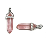 Krištáľ ružový Kyvadlo šesťhran prívesok prírodný kameň 41 x 13 mm, kameň kameňov