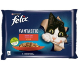 Felix Fantastic Multipack hovädzie a kuracie mäso v želé, kompletné krmivo pre dospelé mačky 4 x 85 g