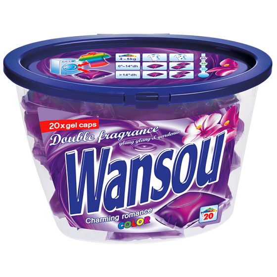 Wansou Color Charming Romance dvojkomorové gélové prác kapsule na farebnú bielizeň 20 kusov