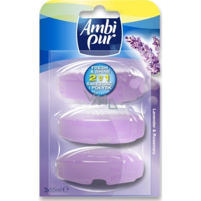 Ambi Pur Fresh & Shine 2v1 Lavender & Rosemary toaletný blok náplň 3 x 55 ml