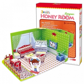CubicFun Puzzle 3D Honey Room Izbička Obývačka 49 dielikov pre deti 22 x 11,5 x 17,5 cm