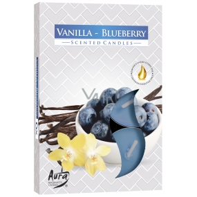 BISPOL Aura Vanilla Blueberry - Vanilka a čučoriedky vonné čajové sviečky 6 kusov