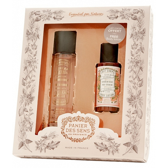 Panier des Sens Ruže a Muškát toaletná voda 50 ml + hydratačné telové mlieko 50 ml, kozmetická sada