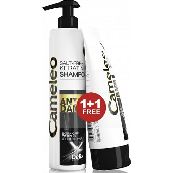Delia Cosmetics Cameley BB Keratínový šampón pre poškodené vlasy 250 ml + kondicionér 200 ml, duopack