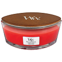 Woodwick Crimson Berries - Jarabiny s korením vonná sviečka s dreveným širokým knôtom a viečkom sklo loď 453 g